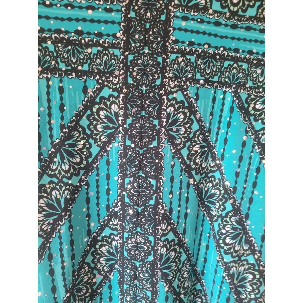 Bob Mackie Blouse Green/Black Sparkle Loose Fit New Sz M - Picture 4 of 10